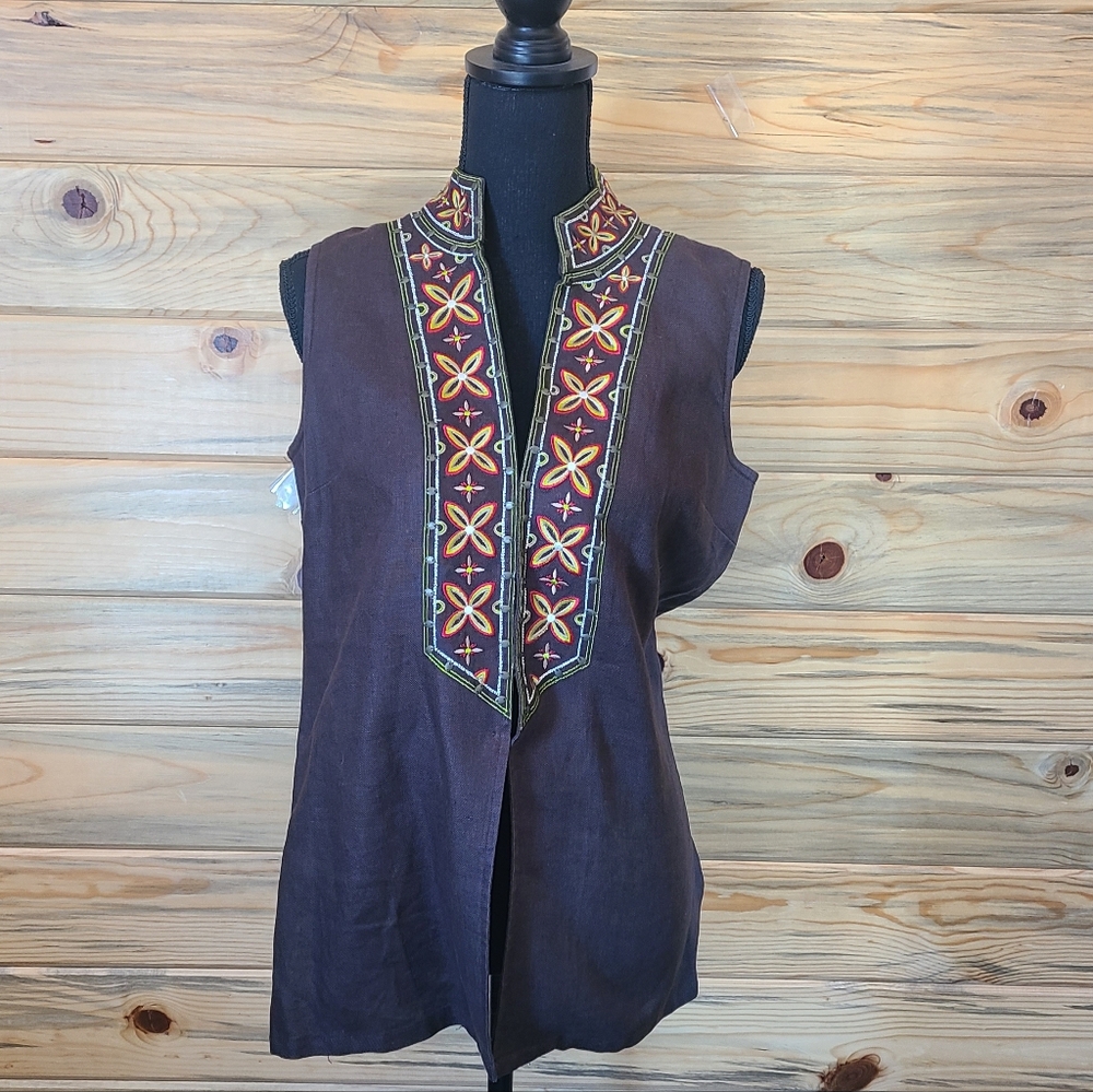 Chico's Womens Brown Sleeveless Bloyse Size1